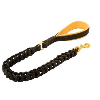 Leather Boxer Leash with Brass Snap Hook and O-ring