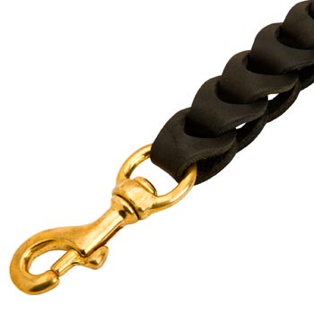 Braided Boxer Leather Leash with Gold-like Snap Hook