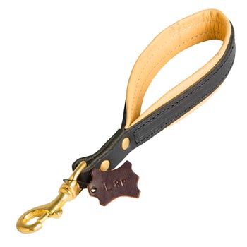 Padded on the Handle Leather Boxer Leash with Brass Snap Hook