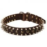3 Rows Leather Spiked and Studded Boxer Collar