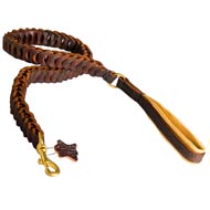 Anti-pulling Braided Leather Boxer Leash