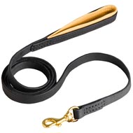 Padded on Handle Leather Boxer Leash for Walking and Training  Padded on Handle Leather Boxer Leash for Walking and Training