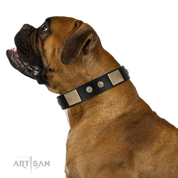 Remarkable full grain genuine leather collar for your beautiful canine