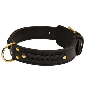 Braided Boxer Leather Dog Collar 