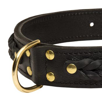 Boxer Wide Leather Collar with D-ring