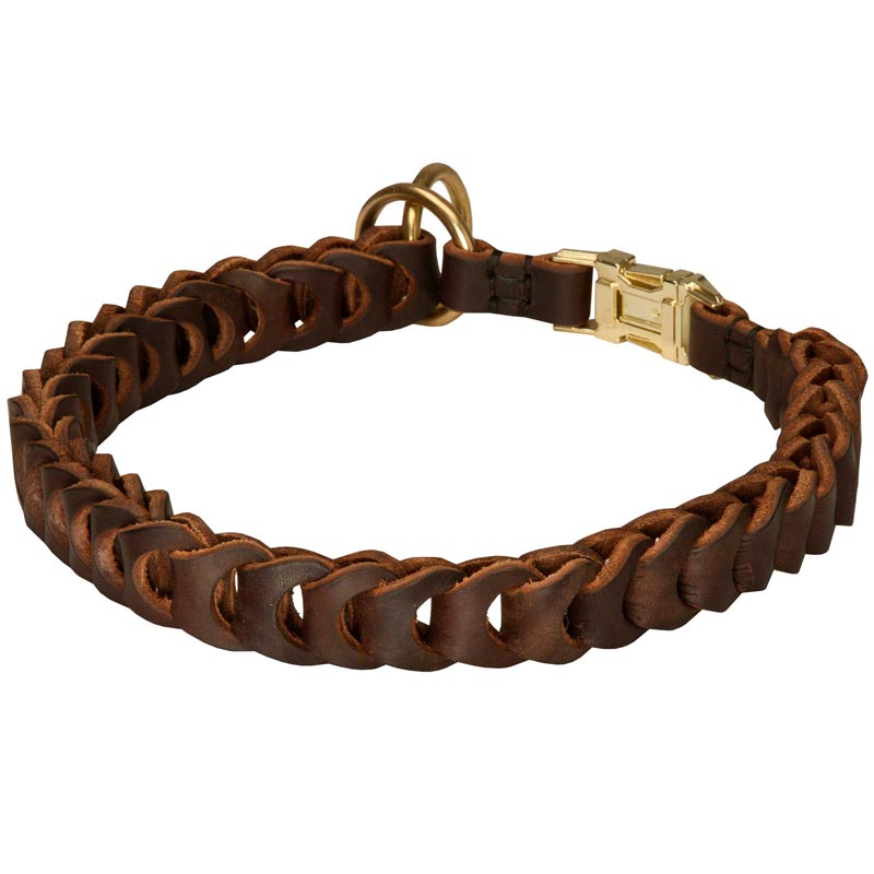 Boxer Choke Leather Collar Braided