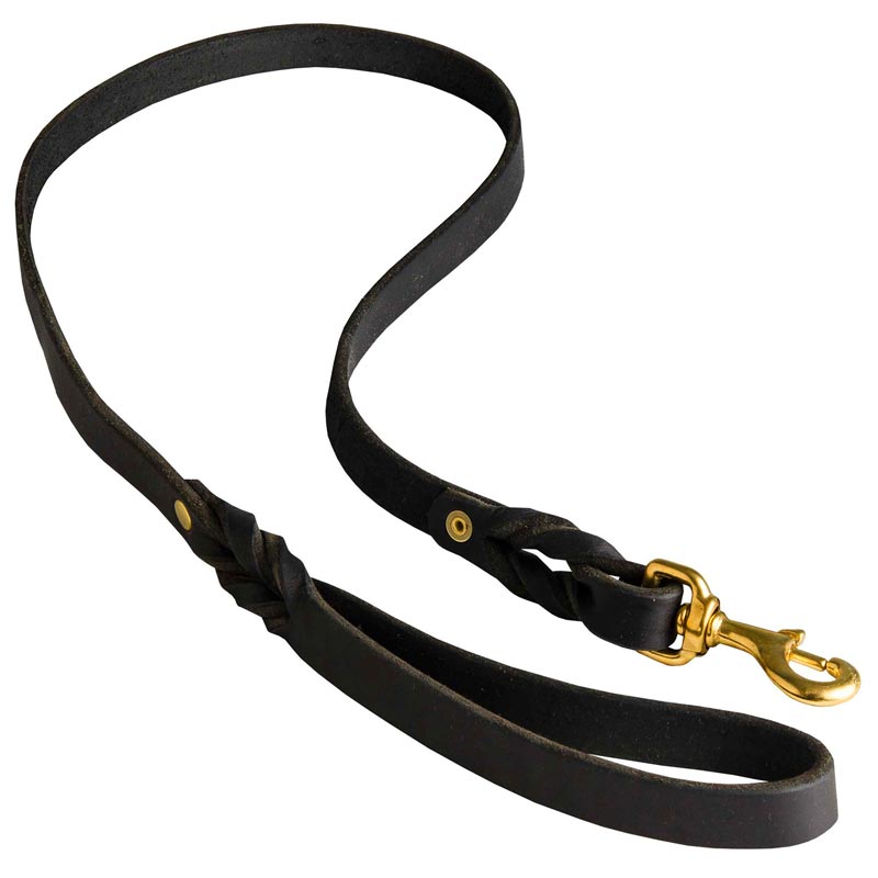 Walking Training Leather Boxer Leash Braided