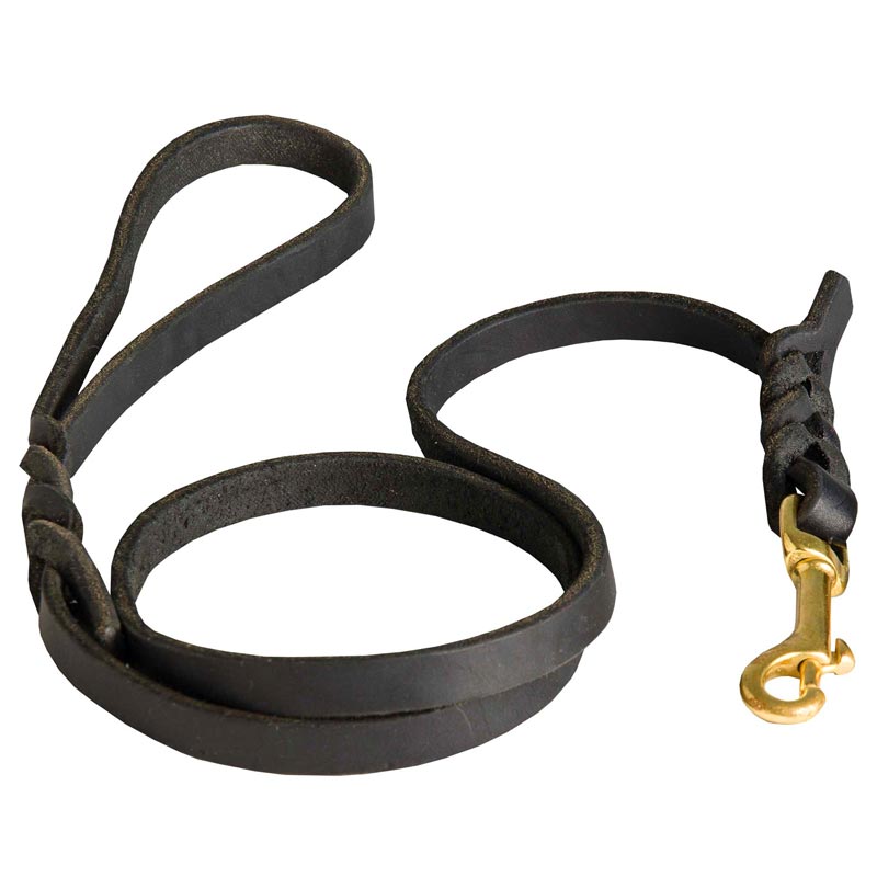 Handcrafted Braided Leather Boxer Leash for Walking and Training