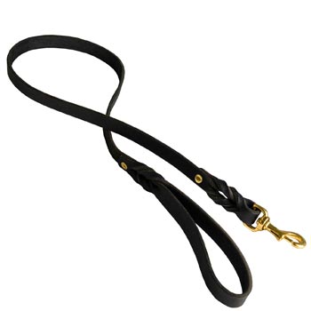 Designer Leather Boxer Leash Black Super Fashion