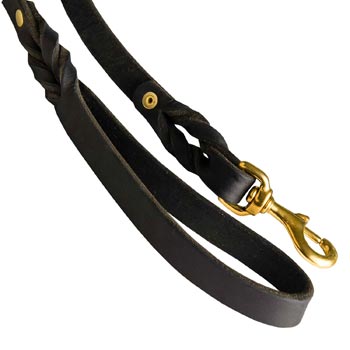 Dog Leash Leather with Snap Hook Brass-Made for Boxer